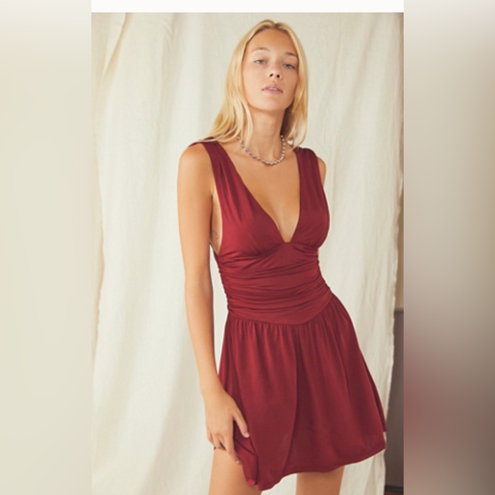 Free people burgundy slip dress